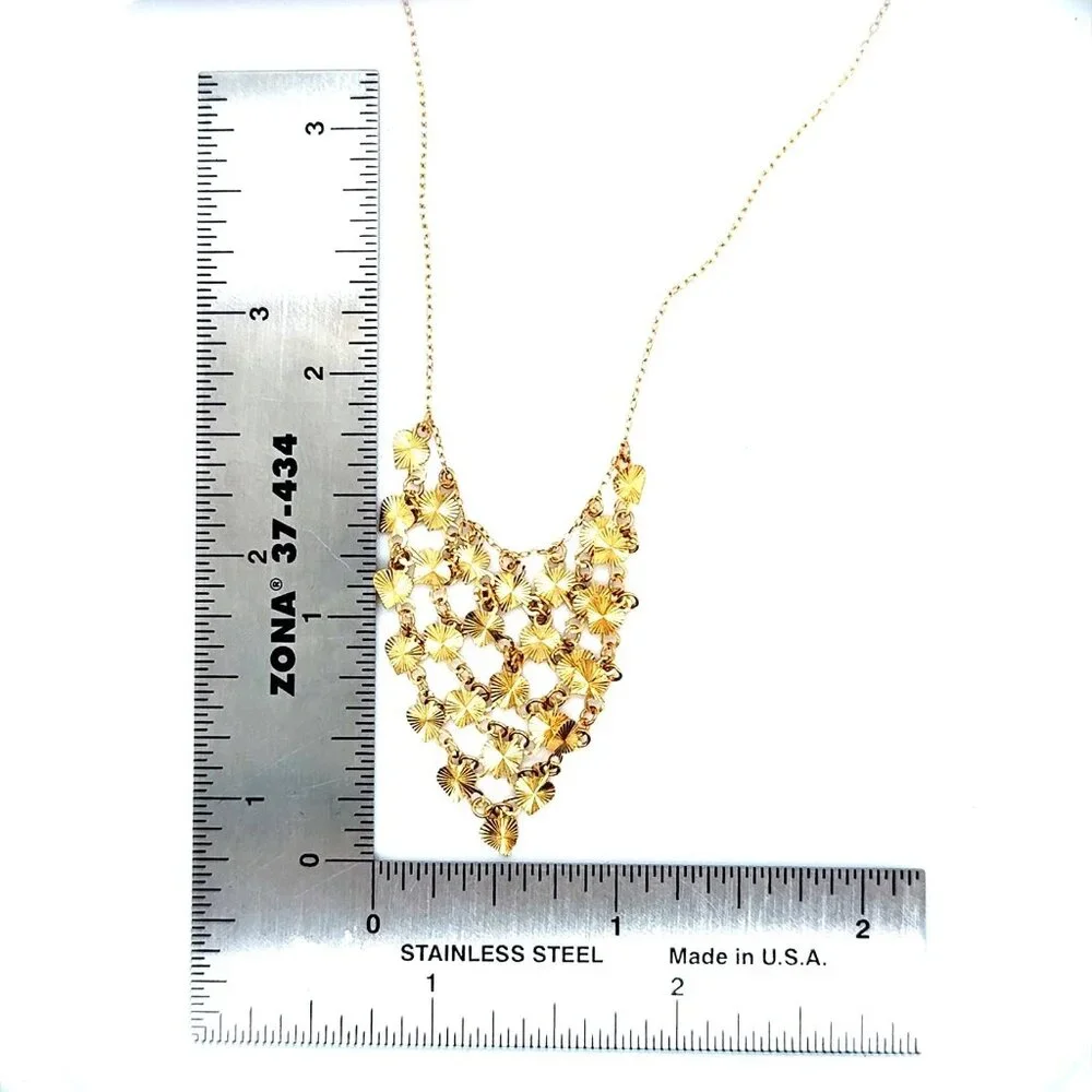 14K Gold‎ Small V- Hearts Shaped Link Necklace